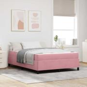 vidaXL Sängram med madrass Rosa 140 x 200 cm tyg