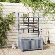 vidaXL Förvaringslåda med spaljé grå 99x55x160 cm massivt akaciaträ