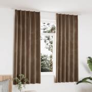 vidaXL Mörkläggningsgardiner 2 st m. krokar sammet beige 140x175 cm