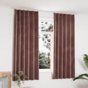 vidaXL Mörkläggningsgardiner 2 st m. krokar sammet antikrosa 140x175cm