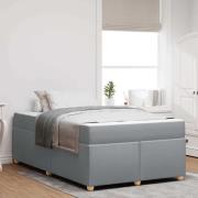 vidaXL Sängram med madrass Ljusgrå 120 x 200 cm tyg