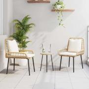 vidaXL Trädgårdsmöbelset 3 pcs Brun, Svart, Kräm 35 x 35 x 45 cm