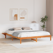 vidaXL Sängram med sängbord Brun 200 x 200 cm Vaxbrun