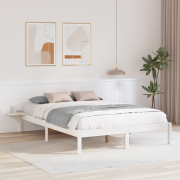 vidaXL Sängram med sängbord Vit 150 x 200 cm Vit