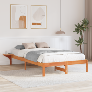 vidaXL Sängram med sängbord Brun 120 x 200 cm Vaxbrun