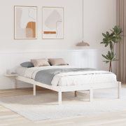 vidaXL Sängram med sängbord Vit 135 x 190 cm Vit