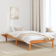 vidaXL Sängram med sängbord Brun 90 x 200 cm Vaxbrun
