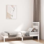 vidaXL Sängram vit massivt trä 75x190 cm