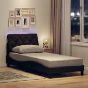 vidaXL Bed Frame with LED without Mattress Dark Brown 80x200 cm Fabric