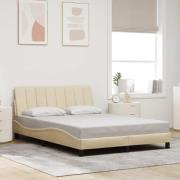 vidaXL Sängram utan madrass gräddvit 140x190 cm tyg