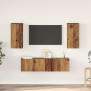 vidaXL TV-bänkset 4 pcs Gammalt trä 60 x 30 x 30 cm Konstruerat trä