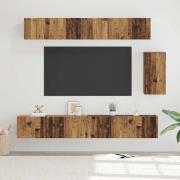 vidaXL TV-bänkset 6 pcs Gammalt trä 100 x 30 x 30 cm Konstruerat trä