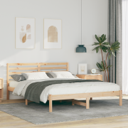 vidaXL Sängram med huvudgavel Brun 140 x 200 cm Massiv furu
