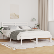vidaXL Sängram med huvudgavel Vit 140 x 190 cm Massiv furu