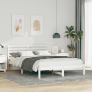 vidaXL Sängram med huvudgavel Vit 140 x 210 cm Massiv furu