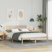 vidaXL Sängram med huvudgavel Brun 140 x 220 cm Massiv furu