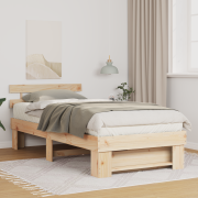 vidaXL Sängram med huvudgavel Brun 100 x 200 cm Massiv furu