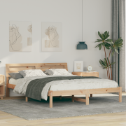vidaXL Sängram med LED -remsljus med huvudgavel Brun 140 x 200 cm Mass...