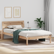 vidaXL Sängram med LED -remsljus med huvudgavel Brun 100 x 200 cm Mass...