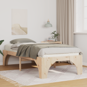 vidaXL Sängram med lagring Brun 75 x 190 cm Massiv furu