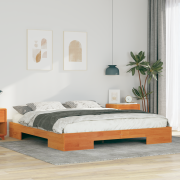 vidaXL Sängram med lagring Brun 200 x 200 cm Massiv furu