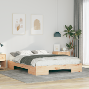 vidaXL Sängram med lagring Brun 140 x 200 cm Massiv furu