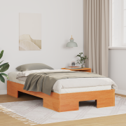 vidaXL Sängram med lagring Brun 90 x 200 cm Massiv furu
