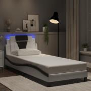 vidaXL Bed Frame "Viana" with LED without Mattress White and Black 80x...