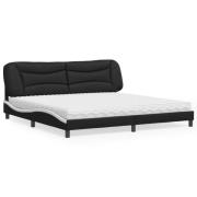vidaXL Bed with Mattress "Hvar" Black and White 200x200 cm Faux Leathe...