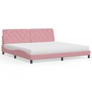 vidaXL Bed with Mattress Pink 200x200 cm Velvet