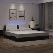 vidaXL Bed Frame with LED without Mattress "Zadar" Black and White 200...