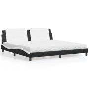 vidaXL Säng med madrass svart och vit 200x200 cm konstläder