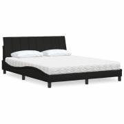 vidaXL Bed with Mattress "Hanko" Black 160x200 cm Fabric