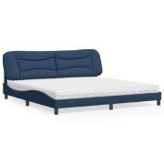vidaXL Bed with Mattress "Hvar" Blue 200x200 cm Fabric