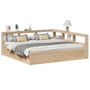 vidaXL Säng med bokhylla utan madrass 200x200cm massiv furu