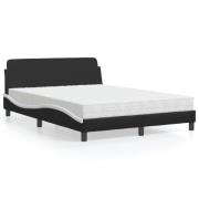 vidaXL Bed with Mattress "Dover" Black and White 140x190 cm Faux Leath...