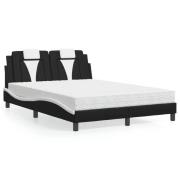 vidaXL Bed "Viana" with Mattress Black and White 140x190 cm Faux Leath...