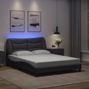 vidaXL Bed Frame with LED without Mattress "Hvar" Grey 140x190 cm