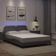 vidaXL Sängram med LED-belysning grå 140x190 cm konstläder