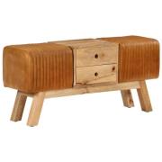 vidaXL Gymbänk 107 cm äkta getskinn och massivt mangoträ