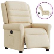 vidaXL Elektrisk reclinerfåtölj gräddvit tyg
