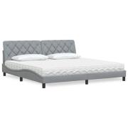 vidaXL Bed with Mattress Light Grey 200x200 cm Fabric
