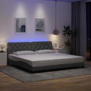 vidaXL Bed Frame with LED without Mattress Light Grey 200x200 cm Fabri...