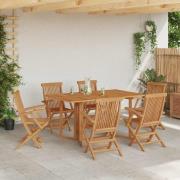 vidaXL Trädgårdsmöbelset 7 pcs Brun 150 x 90 x 75 cm Massivt teakträ