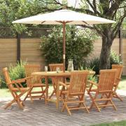 vidaXL Trädgårdsmöbelset 7 pcs Brun 160 x 80 x 75 cm Massivt teakträ