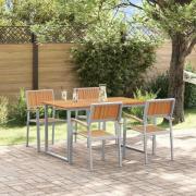 vidaXL Trädgårdsmöbelset 5 pcs Grå och brun 140 x 80 x 75 cm