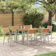 vidaXL Trädgårdsmöbelset 7 pcs Grå och brun 140 x 80 x 75 cm