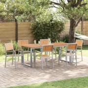 vidaXL Trädgårdsmöbelset 7 pcs Grå och brun 200 x 90 x 75 cm