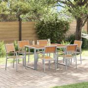 vidaXL Trädgårdsmöbelset 7 pcs Grå och brun 140 x 80 x 75 cm