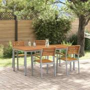 vidaXL Trädgårdsmöbelset 5 pcs Grå och brun 180 x 90 x 75 cm
